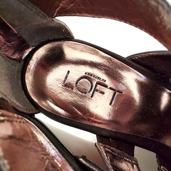 Ann Taylor Loft Kourtney Brown Leather Wedges Size 8 - Picture 10 of 10